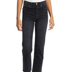 RE/DONE Women's High Rise Extra Stretch Stove Pipe Jeans in Stoned Noir, Size 26